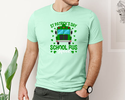 brand:Bella Canvas|color:Mint|St Patricks Day School Bus Squad School 2 Graphic T-Shirt