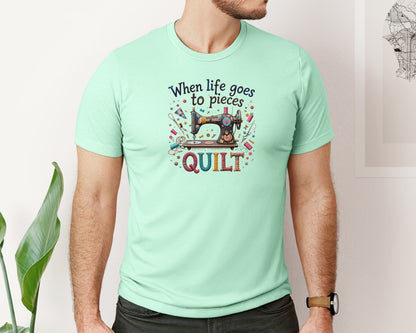 brand:Bella Canvas|color:Mint|Quilting When Life Goes To Pieces Graphic T-Shirt