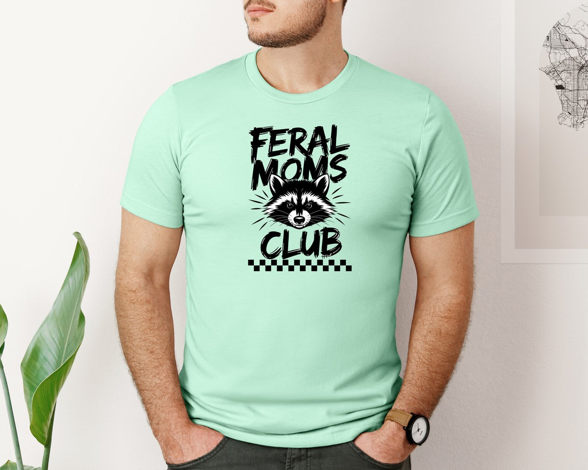 brand:Bella Canvas|color:Mint|Feral Moms Club Mom Life Raccoon Graphic T-Shirt