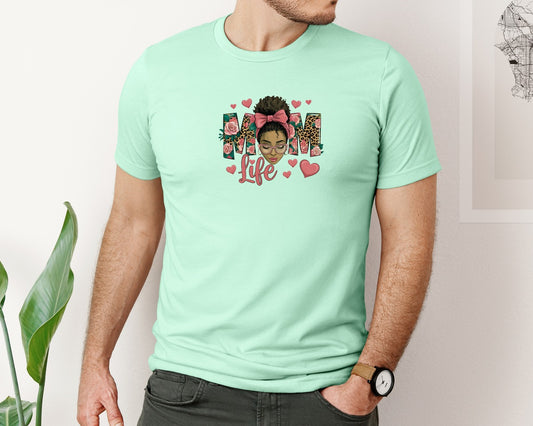 Black Women Leopard Mom Life Graphic T-Shirt