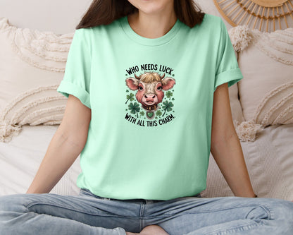 brand:Bella Canvas|color:Mint|Who Needs Luck With All This Charm 56 Graphic T-Shirt
