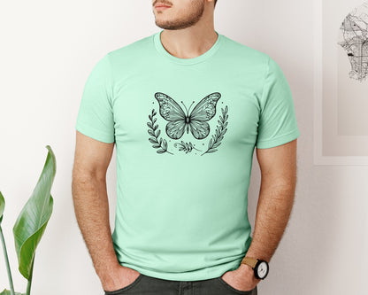 brand:Bella Canvas|color:Mint|Butterfly Design Graphic T-Shirt