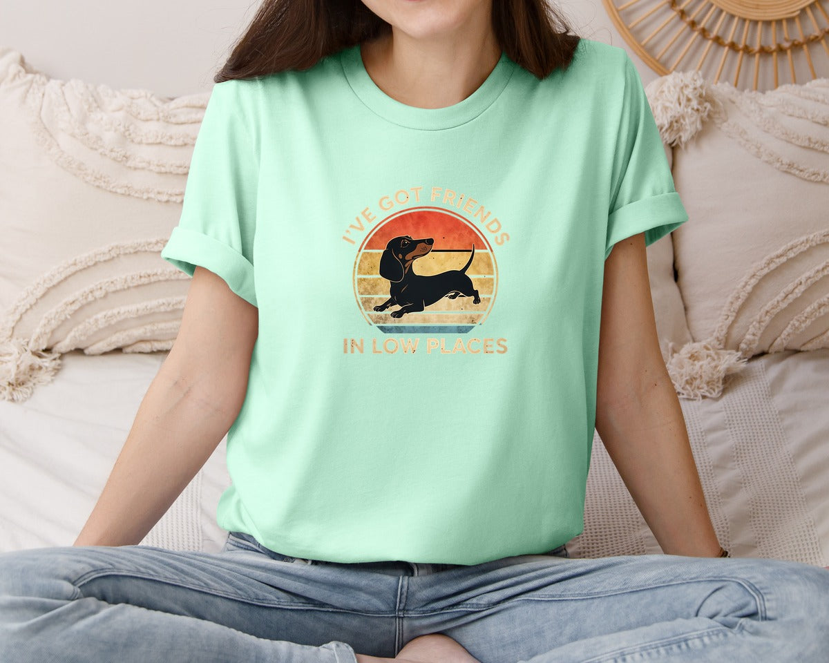 brand:Bella Canvas|color:Mint|Dachshund Ive Got Friends In Low Places 2 Graphic T-Shirt