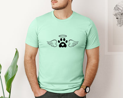 brand:Bella Canvas|color:Mint|Dog Angel Wings Memorial Graphic T-Shirt