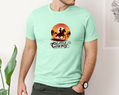 brand:Bella Canvas|color:Mint|Little Cowboy Western Horse Riding 3 Graphic T-Shirt