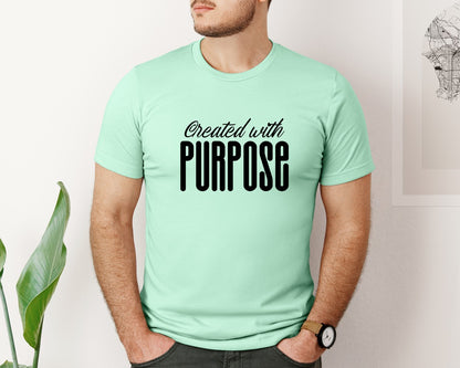 brand:Bella Canvas|color:Mint|Created With Purpose Sleeve Design Graphic T-Shirt