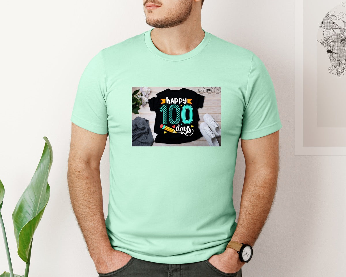 brand:Bella Canvas|color:Mint|100 Days Of School Shirt 10 Graphic T-Shirt