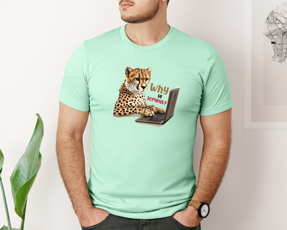 brand:Bella Canvas|color:Mint|Tiger Typing On A Laptop T Shirt Print Graphic T-Shirt