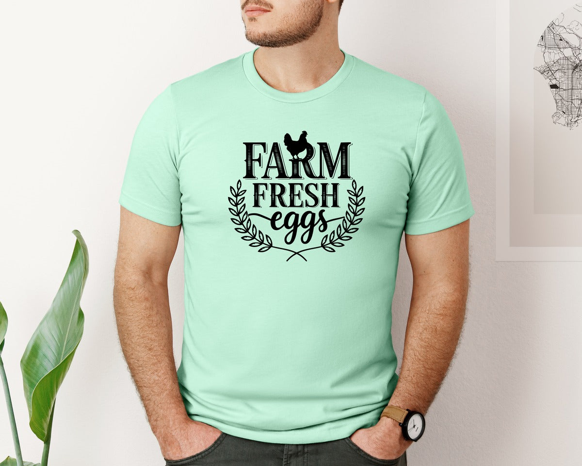 brand:Bella Canvas|color:Mint|Farm Fresh Eggs T Shirt Design Silhouet Graphic T-Shirt