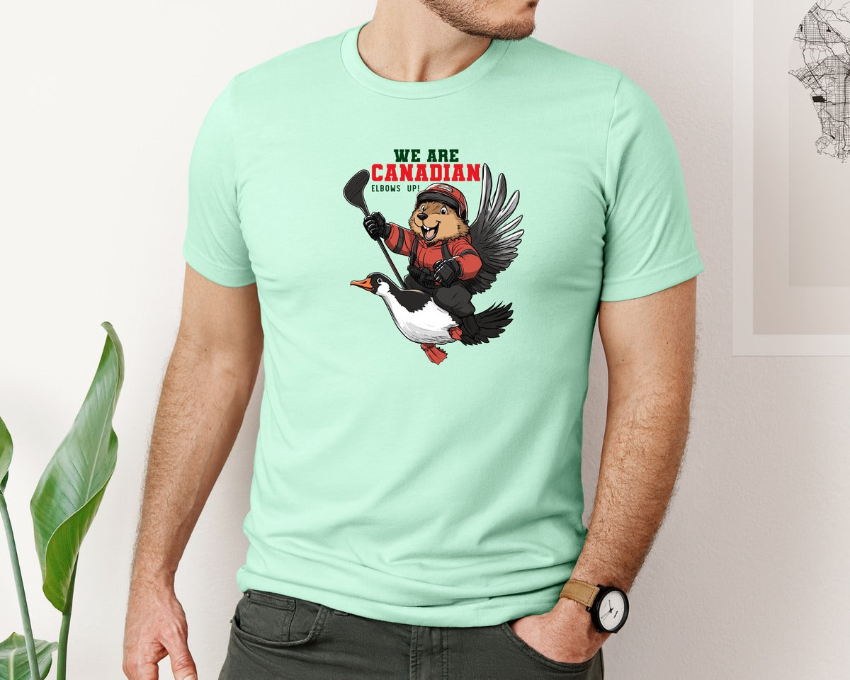 brand:Bella Canvas|color:Mint|We Are Canada Elbows Up Graphic T-Shirt