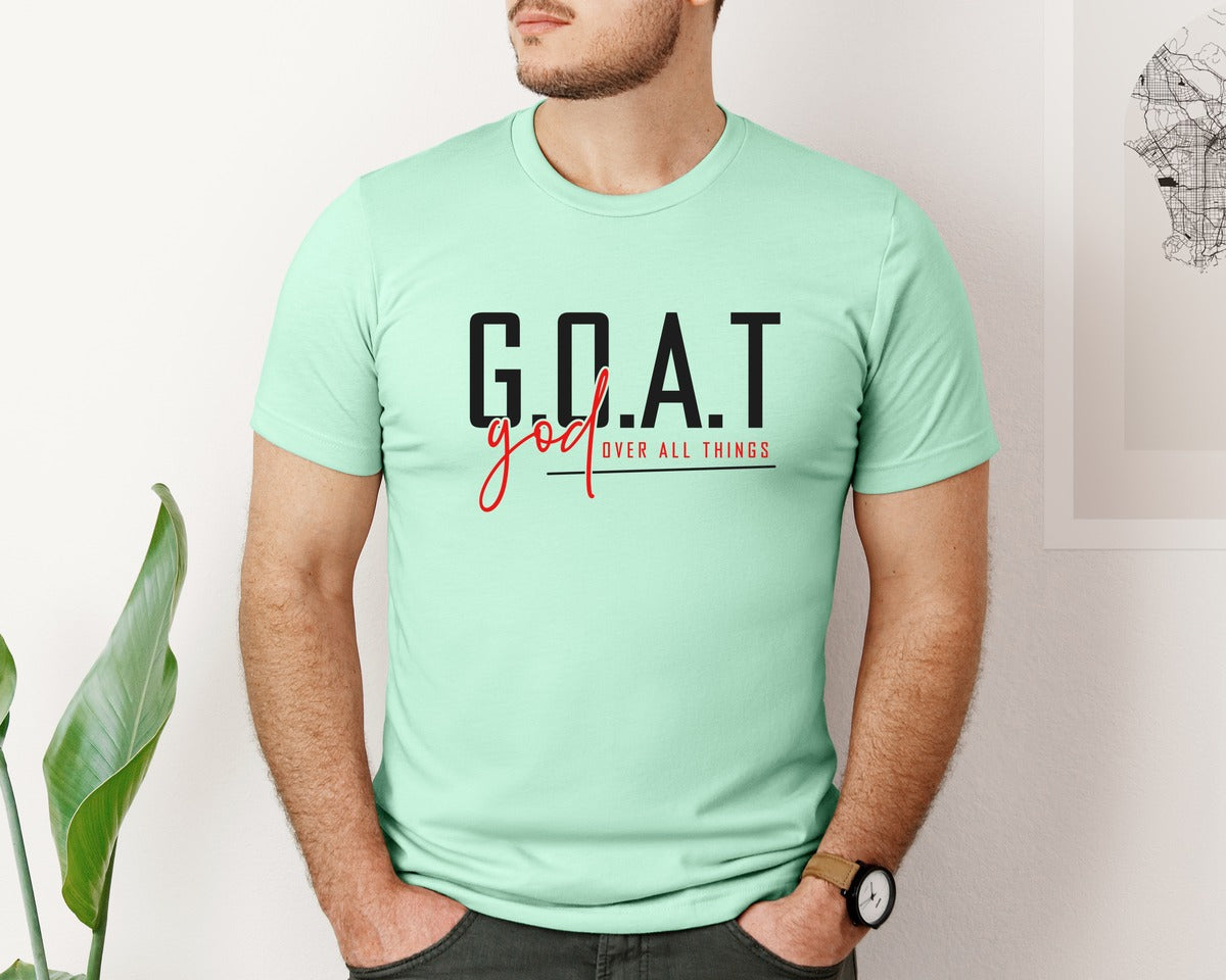 brand:Bella Canvas|color:Mint|God Over All Things Shirt Design Graphic T-Shirt