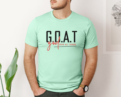 brand:Bella Canvas|color:Mint|God Over All Things Shirt Design Graphic T-Shirt