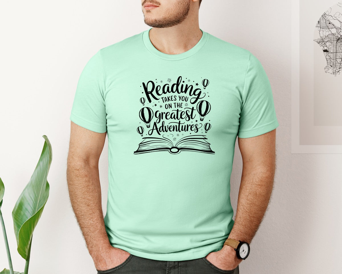 brand:Bella Canvas|color:Mint|Reading Takes You On The Greatest Advent 4 Graphic T-Shirt