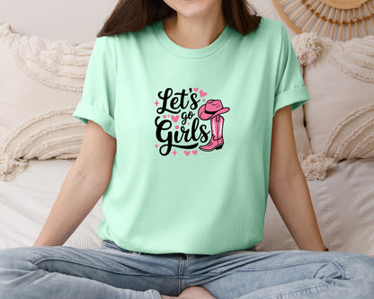 brand:Bella Canvas|color:Mint|Lets Go Girls Western Cowgirl Graphic T-Shirt