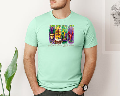 brand:Bella Canvas|color:Mint|Mardi Gras Coquette 2 Graphic T-Shirt