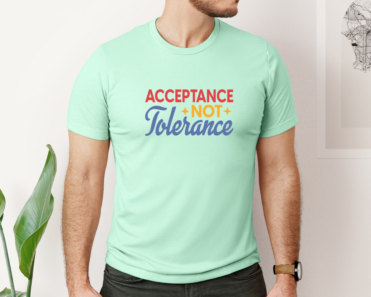 brand:Bella Canvas|color:Mint|Acceptance Not Tolerance T Shirt Graphic T-Shirt