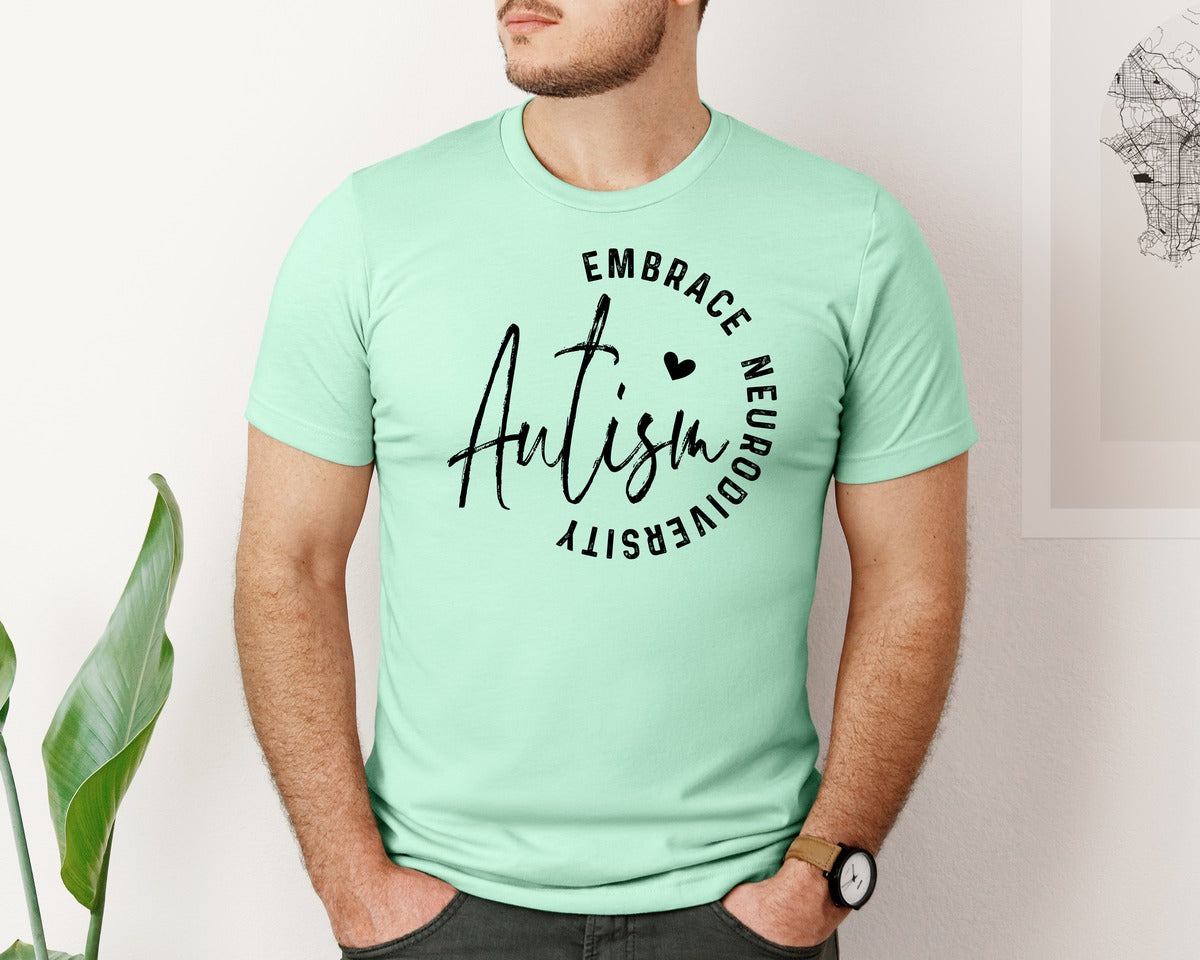 brand:Bella Canvas|color:Mint|Embrace Neurodiversity Autism Graphic T-Shirt
