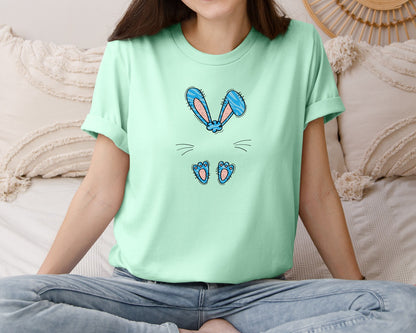 brand:Bella Canvas|color:Mint|Boys Easter Monogram Bunny Graphic T-Shirt
