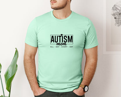brand:Bella Canvas|color:Mint|Autism Advocacy Autism Mom Love Graphic T-Shirt