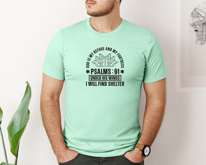 brand:Bella Canvas|color:Mint|God Is My Refuge Psalms 91 Desi Graphic T-Shirt