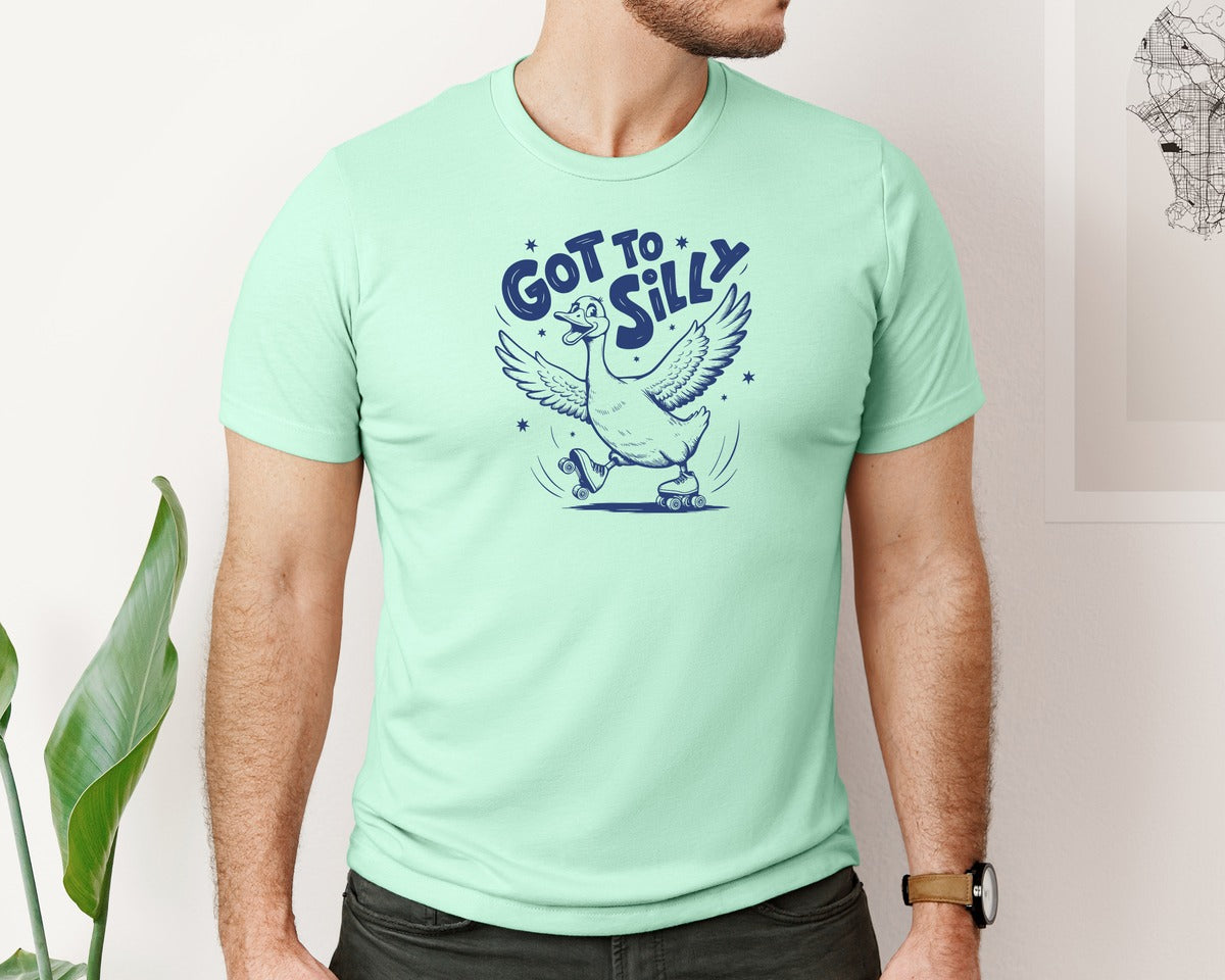 brand:Bella Canvas|color:Mint|Funny Goose Got Too Silly Design Graphic T-Shirt