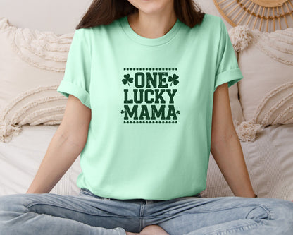 brand:Bella Canvas|color:Mint|One Lucky Mama Design 40 Graphic T-Shirt