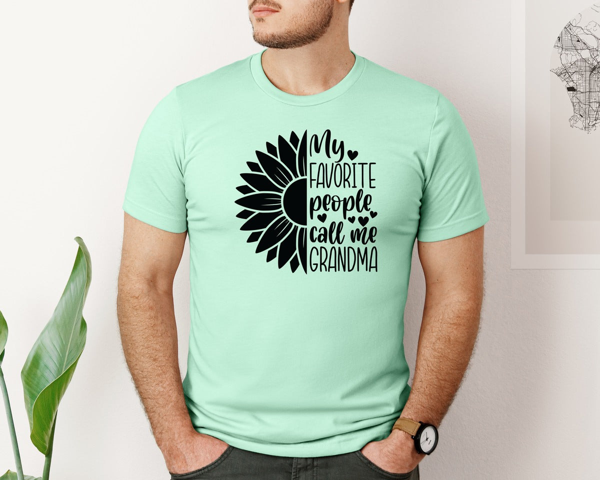 brand:Bella Canvas|color:Mint|Grandma Sunflower Grandma Graphic T-Shirt