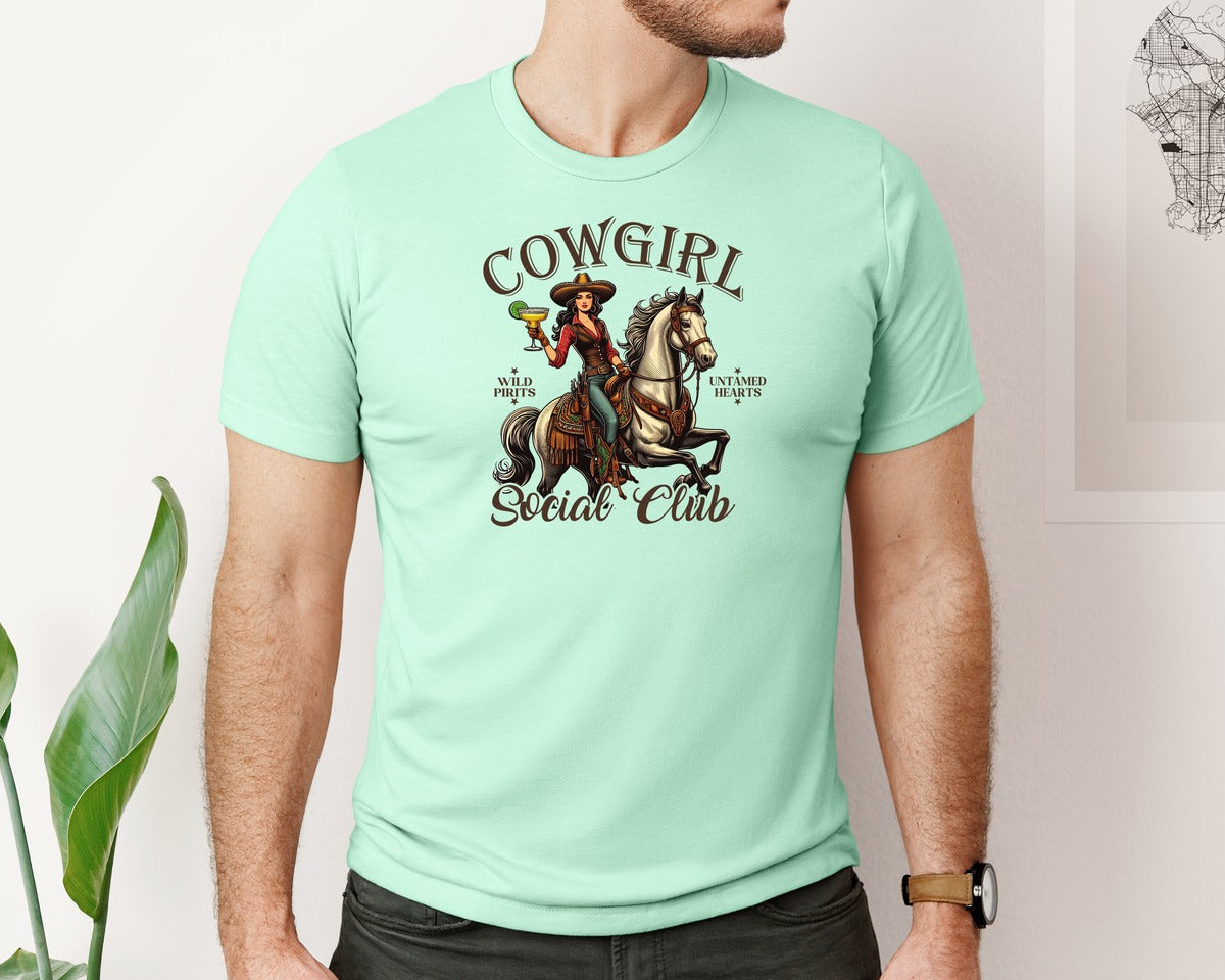 brand:Bella Canvas|color:Mint|Cowgirl Social Club Cowgirl Graphic T-Shirt