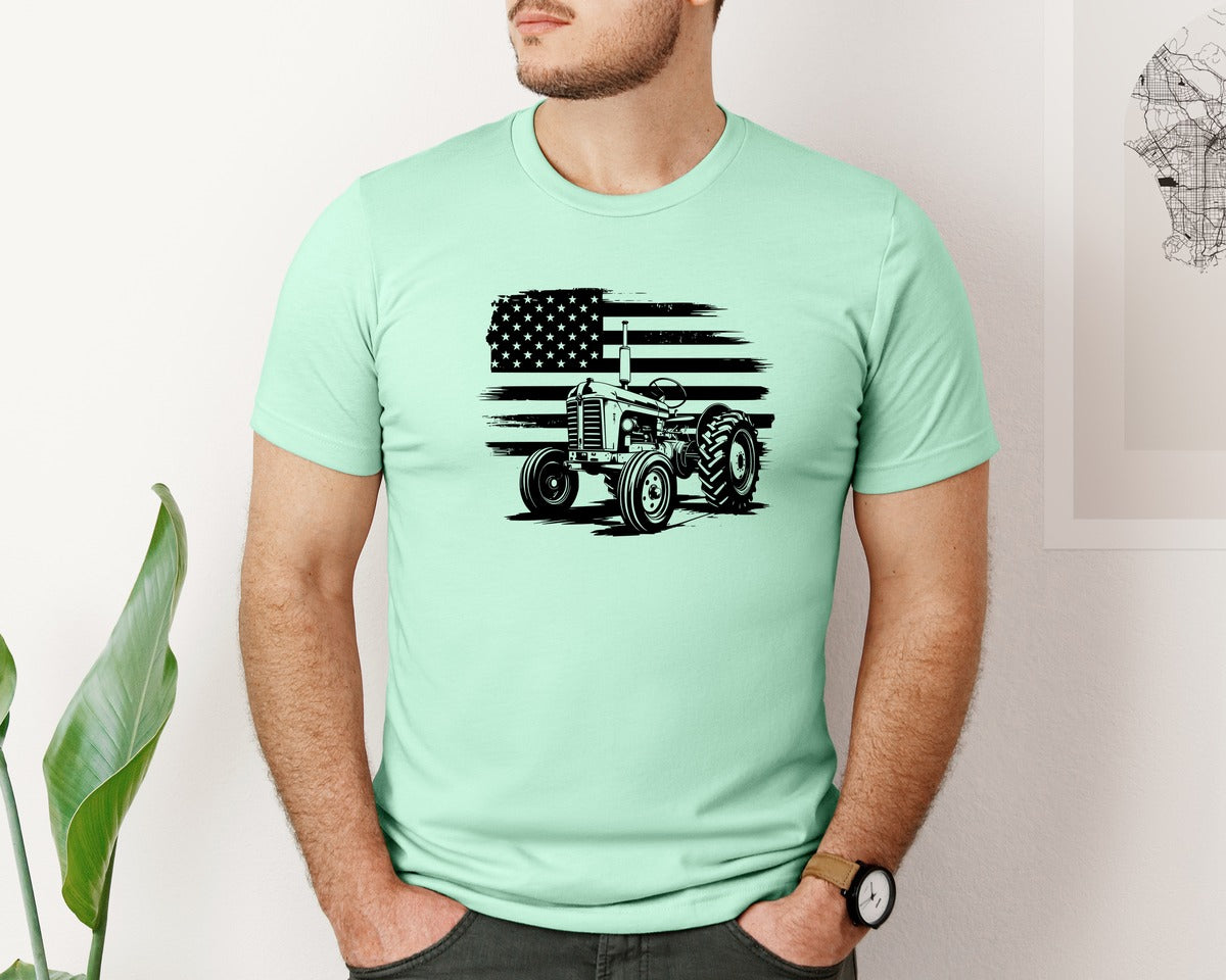 brand:Bella Canvas|color:Mint|Tractor Flag Vector T Shirt Design Graphic T-Shirt