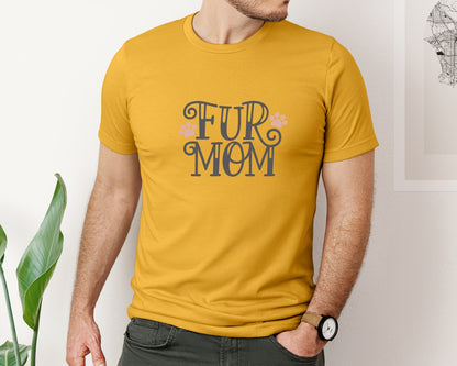 brand:Bella Canvas|color:Mustard|Fur Mom Cute Crazy Cat Lady Quote 2 Graphic T-Shirt