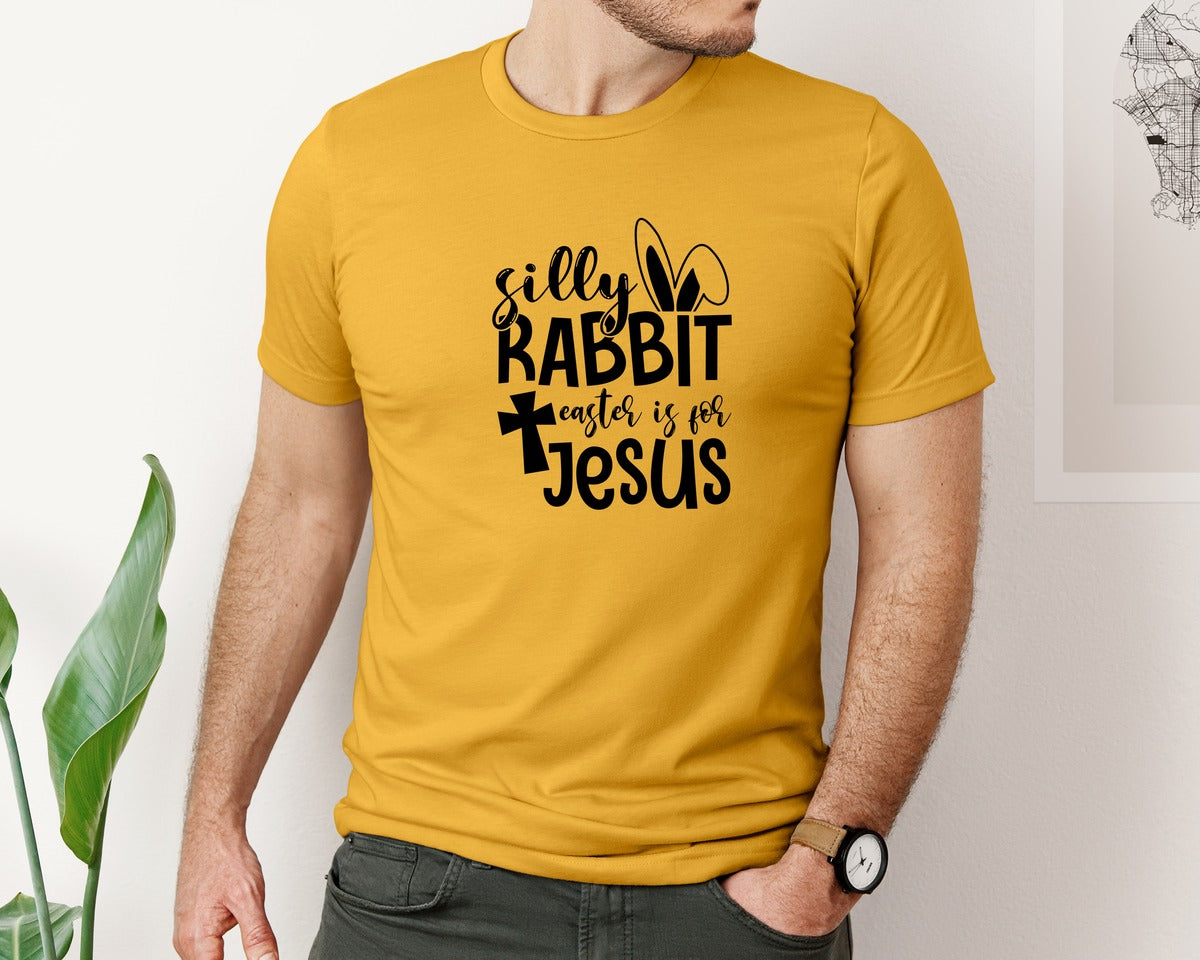 brand:Bella Canvas|color:Mustard|Silly Rabbit Easter Is For Jesus Ea Graphic T-Shirt