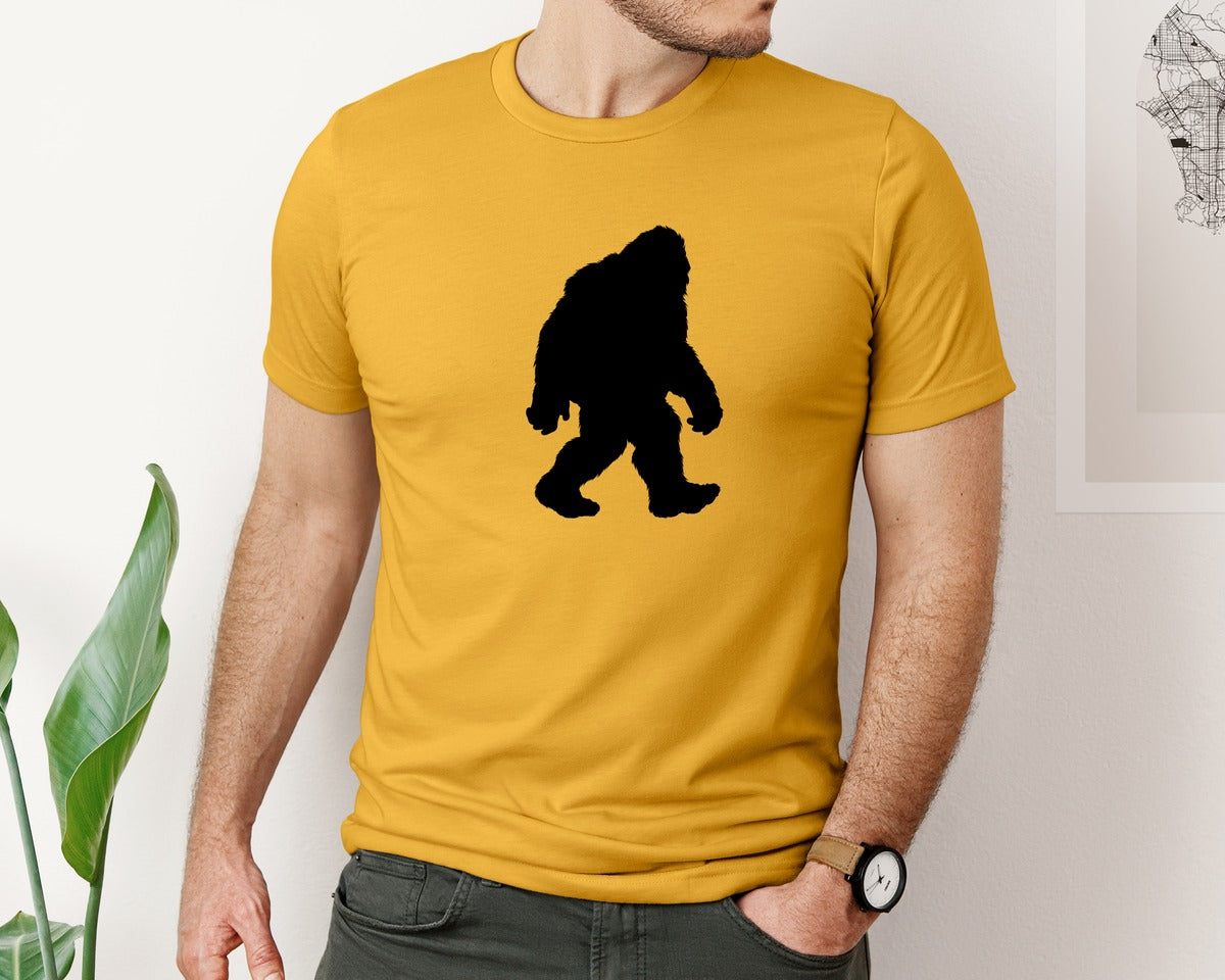 brand:Bella Canvas|color:Mustard|Bigfoot Sasquatch Figure Design Graphic T-Shirt