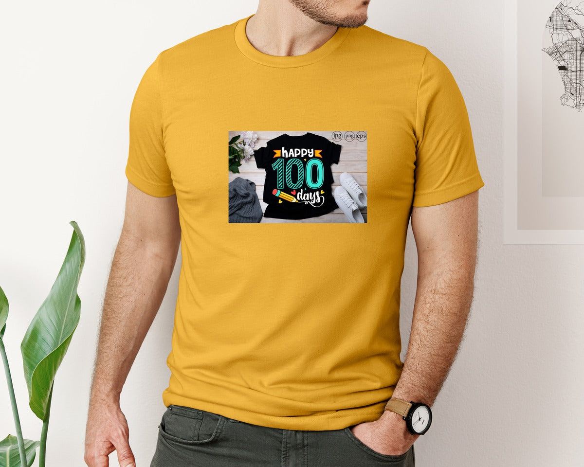 brand:Bella Canvas|color:Mustard|100 Days Of School Shirt 10 Graphic T-Shirt