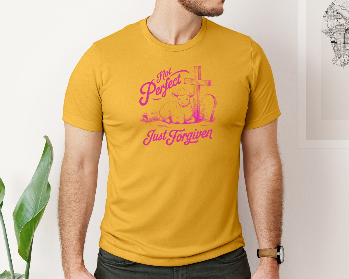 brand:Bella Canvas|color:Mustard|Not Perfect Just Forgiven Design 18 Graphic T-Shirt