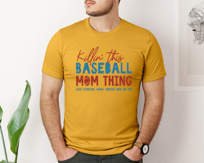 brand:Bella Canvas|color:Mustard|Funny Baseball Mom Thing Graphic T-Shirt