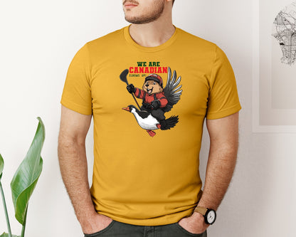 brand:Bella Canvas|color:Mustard|We Are Canada Elbows Up Graphic T-Shirt
