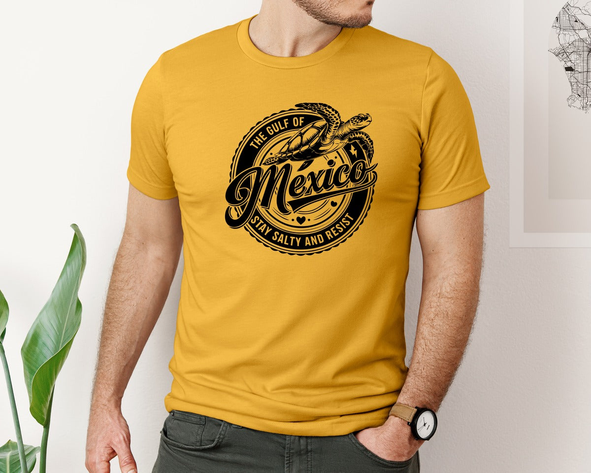 brand:Bella Canvas|color:Mustard|Gulf Of Mexico Turtle Beach Graphic T-Shirt