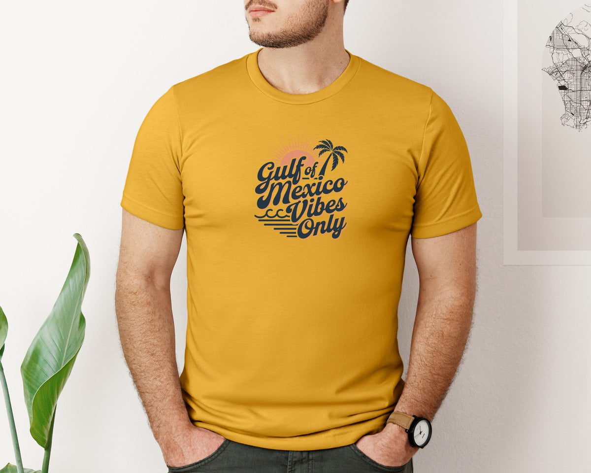 brand:Bella Canvas|color:Mustard|Gulf Of Mexico Vibes Only 4 Graphic T-Shirt