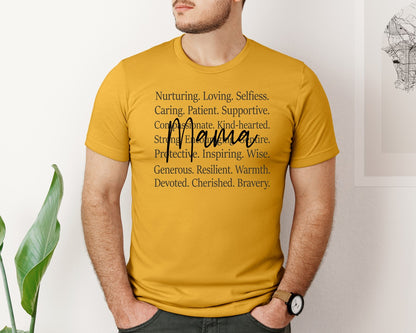 brand:Bella Canvas|color:Mustard|Mama Words Mothers Day Graphic T-Shirt