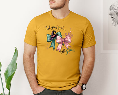 brand:Bella Canvas|color:Mustard|Pink Goes Good With Green 4 Graphic T-Shirt