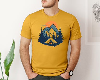 brand:Bella Canvas|color:Mustard|Sunset Camping Adventure T Shirt Design 8 Graphic T-Shirt