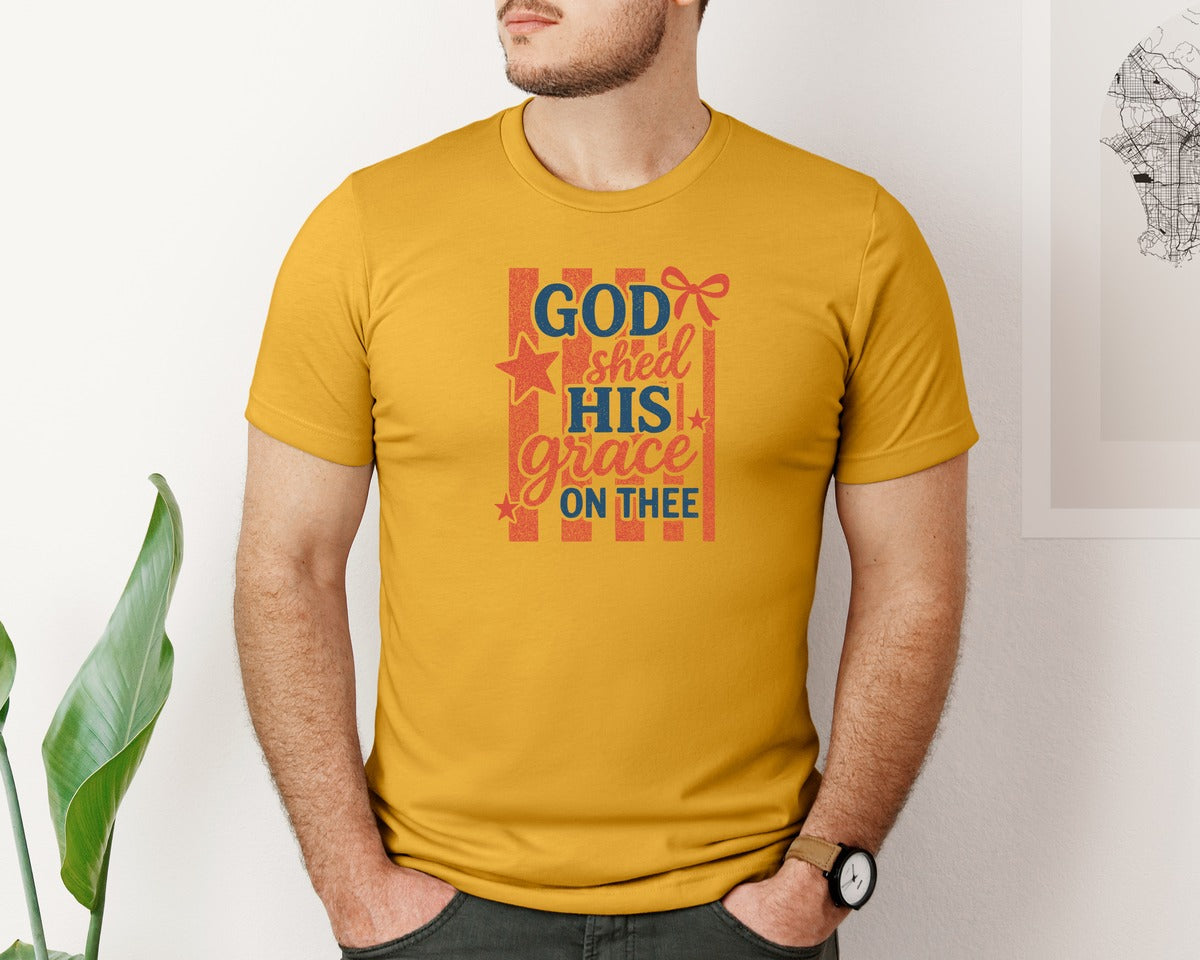 brand:Bella Canvas|color:Mustard|Coquette God Shed His Grace On Thee Graphic T-Shirt