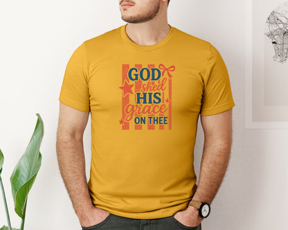 brand:Bella Canvas|color:Mustard|Coquette God Shed His Grace On Thee Graphic T-Shirt