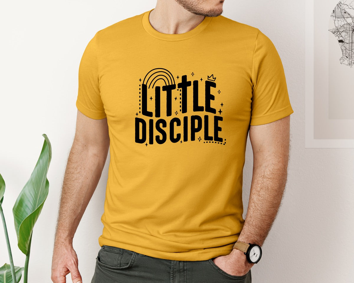 brand:Bella Canvas|color:Mustard|Retro Little Disciple Tshirt Kids Graphic T-Shirt