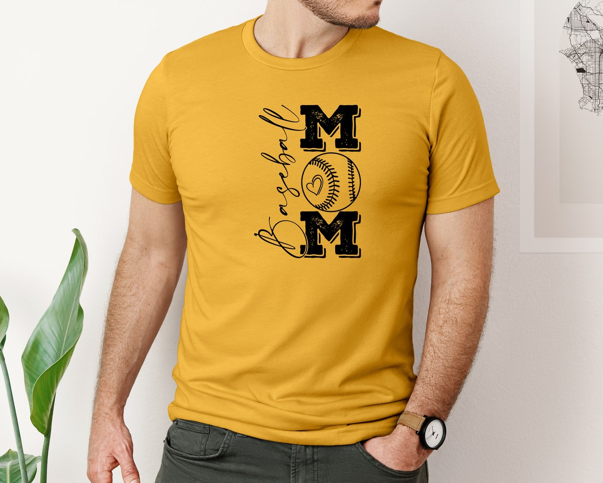 brand:Bella Canvas|color:Mustard|Baseball Mama 16 Graphic T-Shirt