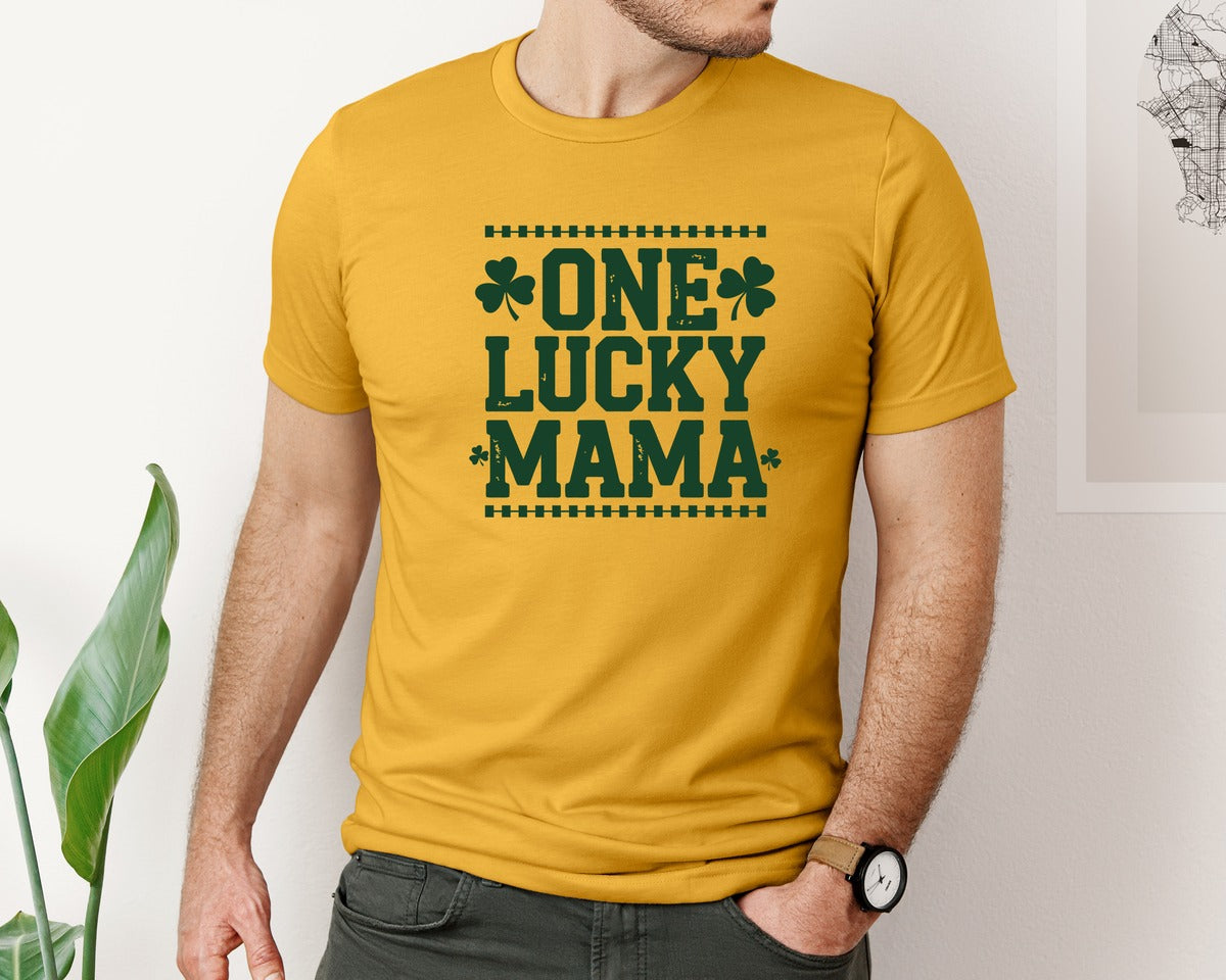 brand:Bella Canvas|color:Mustard|One Lucky Mama Design 40 Graphic T-Shirt