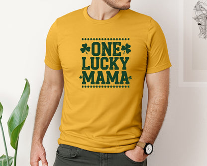 brand:Bella Canvas|color:Mustard|One Lucky Mama Design 40 Graphic T-Shirt