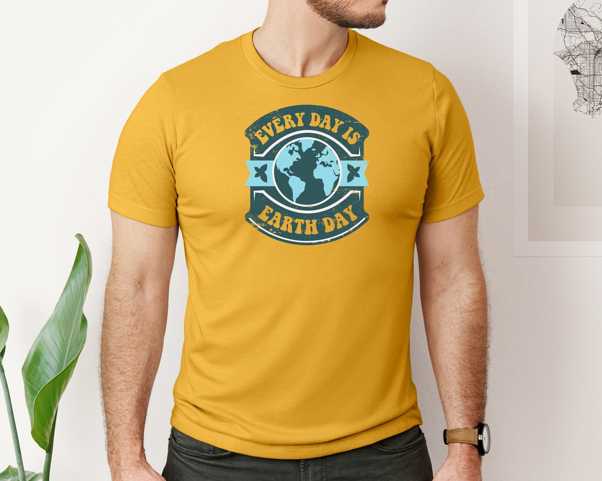 brand:Bella Canvas|color:Mustard|Everyday Is Earth Day Graphic T-Shirt