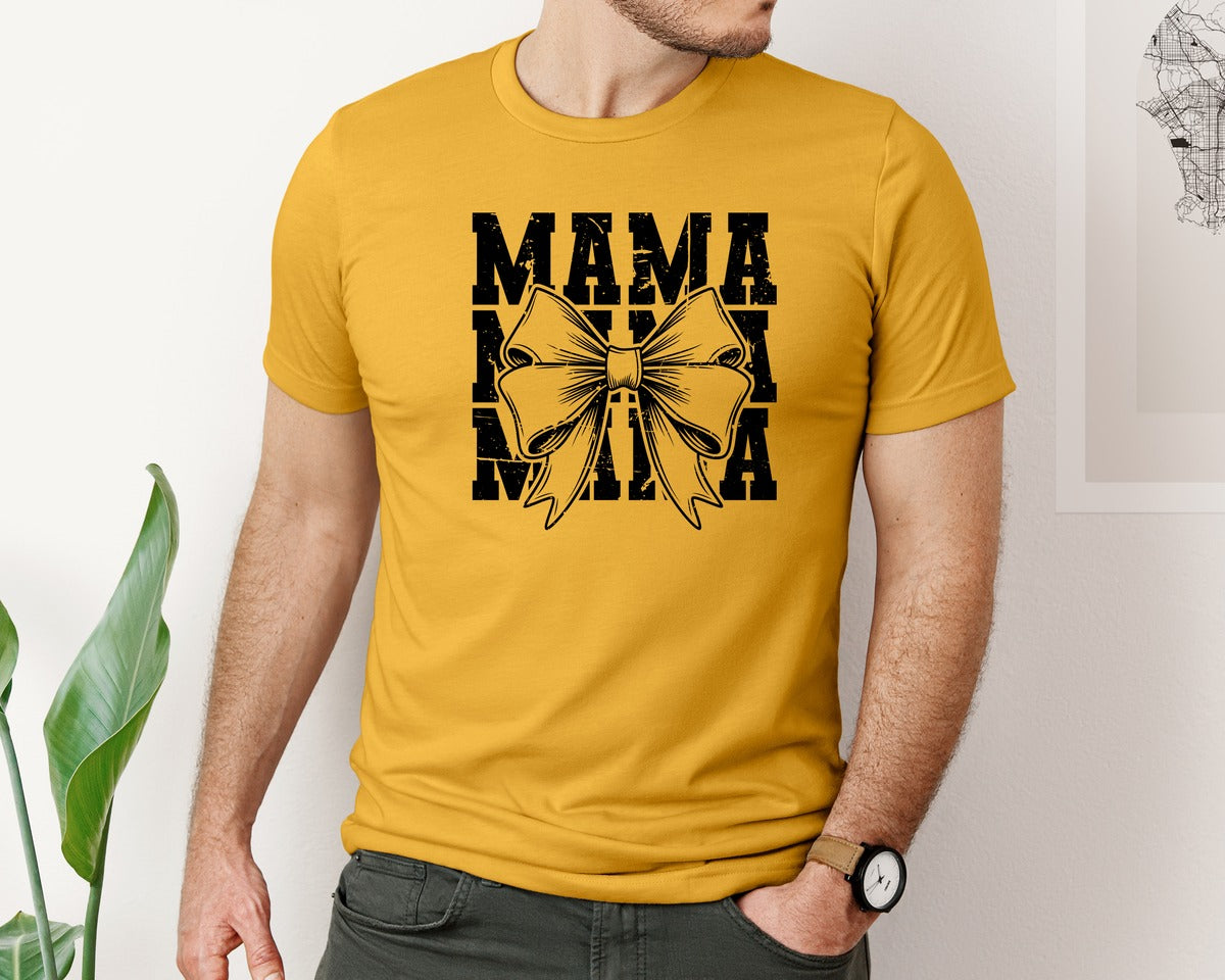 brand:Bella Canvas|color:Mustard|Mama Mom Mama Coquette Graphic T-Shirt
