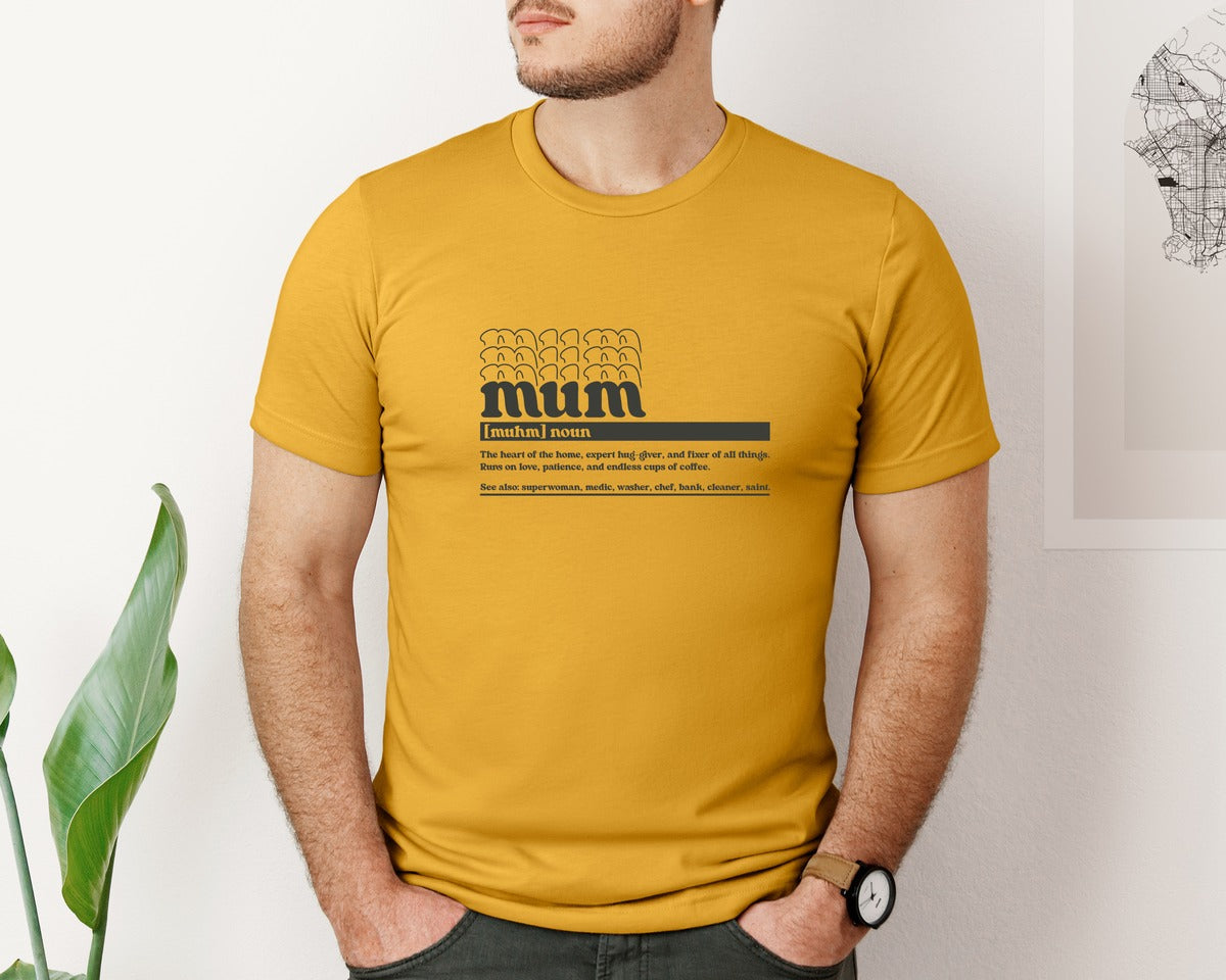 brand:Bella Canvas|color:Mustard|Mother Mum Funny Definition Graphic T-Shirt